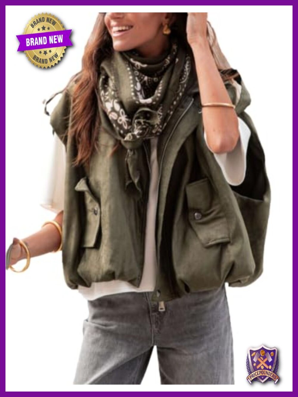 Womens Faux Suede Zip Up Vest Sleeveless Loose Fit Streetwear Top
